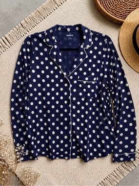 GapBody S Softest Modal Pajama
Top Navy Blue White Polka Dot
Button Front Shirt